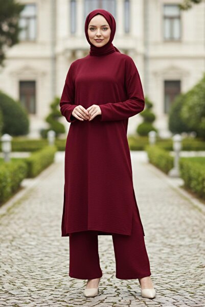 hafsamina Uzun Tunikli Ayrobin Takım Bordo HM2770