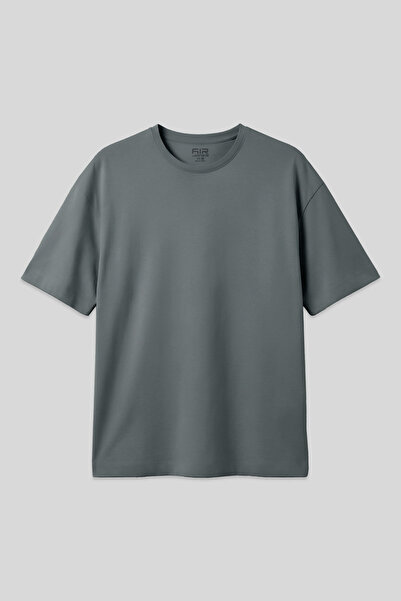 AIR JONES Haki %100 Pamuk Kalın Yumuşak Dokulu Oversize Fit Basic Erkek T-Shi...