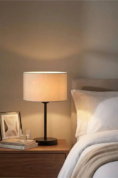 HOMİNG Vizon Kumaş Metal Gövdeli Abajur Ayd-3166