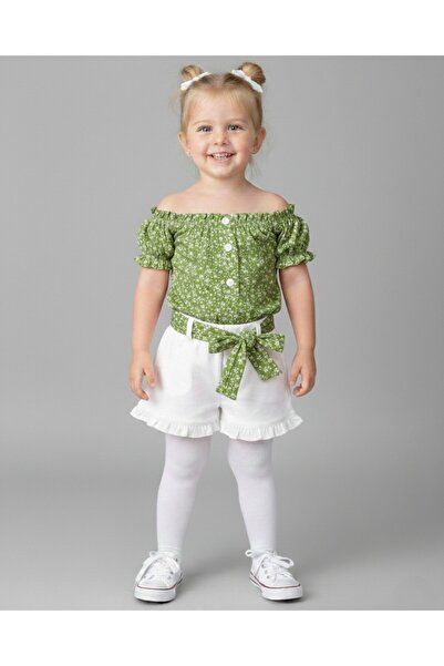 VOY KİDS FETE 2-3-4-5-6 ANI DE VARĂ CU BLUZĂ IMPRIMATĂ CU FLORI, PANTALONI SC...