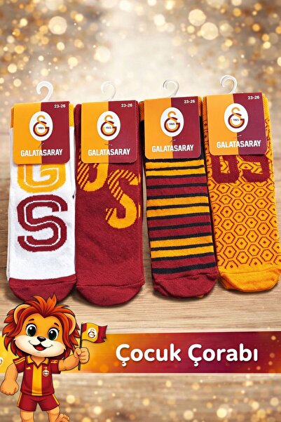 QULAT Lisanslı Çocuk 4 Çift Soket Galatasaray Çorap 1905