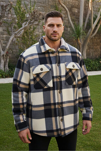 DOFİ Erkek Ekose Desenli İçi Sherpa Gömlek