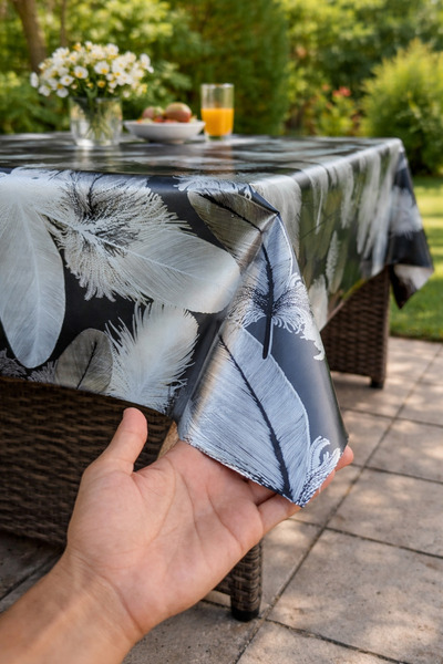 Rona Home Stain-Resistant Oilcloth Tablecloth Easy-To-Clean Table Cloth