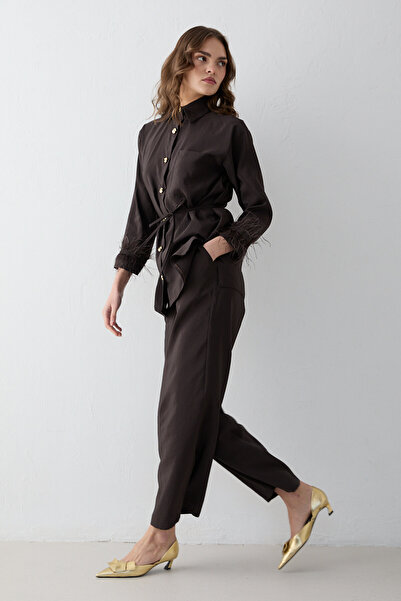 Melike Tatar Feathered Shirt Set 32-2630