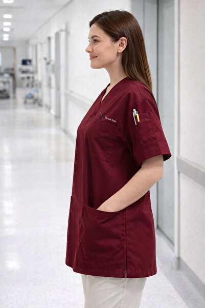 mirach Doktorlara Özel İsim Yazılı Hediyelik Doktor Scrubs Tekniker Medikal Forma Cerrahi Tek Üst