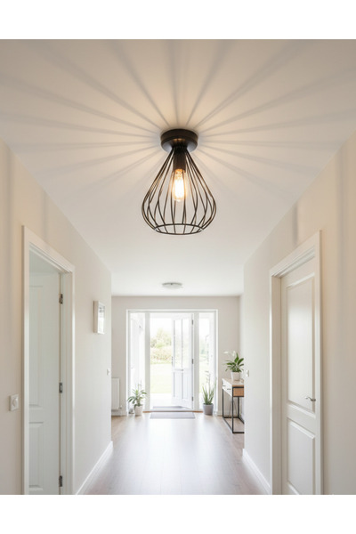 365GUNSERİSONU Metal Siyah Retro Tasarım Tekli Plafonyer Avize Aydınlatma