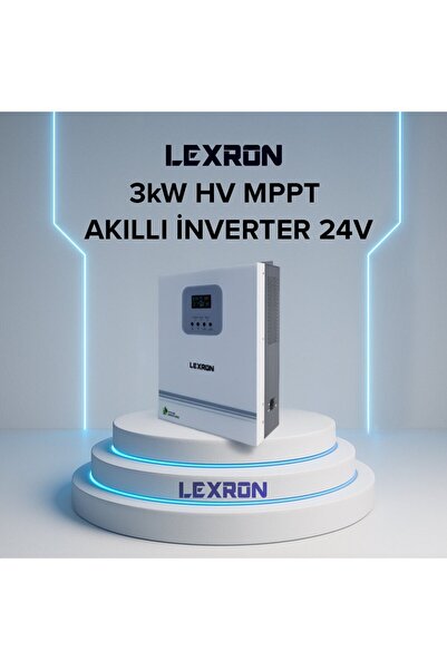 Lexron 3000 Watt 3KW 24V 80A MPPT Şarjlı Tam Sinüs Akıllı İnverter Yüksek Vol...