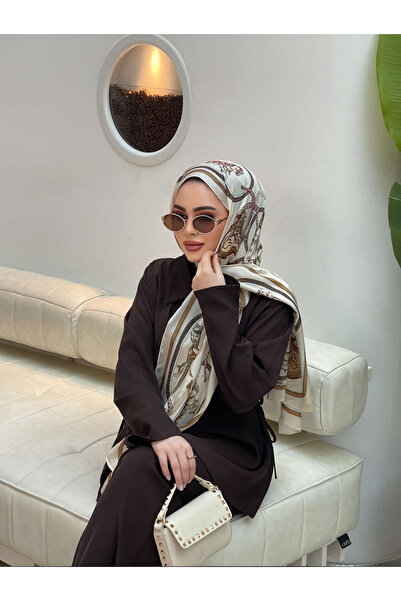 BUSCARFS Krem H at desen ithal vual ipek şal