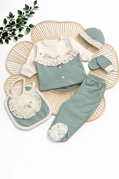 moukou طقم خروج من المستشفى للمواليد الجدد مكون من 5 قطع مصنوع من القطن بنسبة...