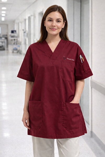 mirach Doktorlara Özel İsim Yazılı Hediyelik Doktor Scrubs Tekniker Medikal Forma Cerrahi Tek Üst