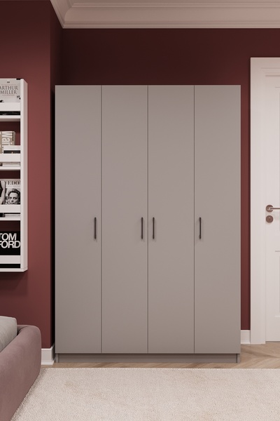 asratrend Asra Trend MDF 4 Kapaklı Gardırop - 120×180×47cm, 7 Raflı Düzenleyi...