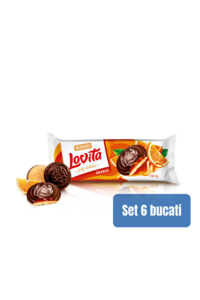 Roshen SET OF 6 PIECES - Lovita biscuits filled with orange jelly, 135g