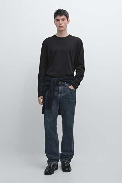 Massimo Dutti Uzun kollu orta boy pamuklu t-shirt