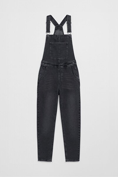 Bluewhite Kadın Rahat Kesim Askılı Jean Salopet Pantolon