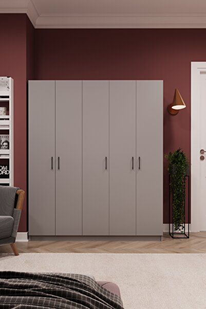 asratrend Asra Trend MDF 5 Kapaklı Gardırop - 150×180×47cm, 5 Raflı Düzenleyi...