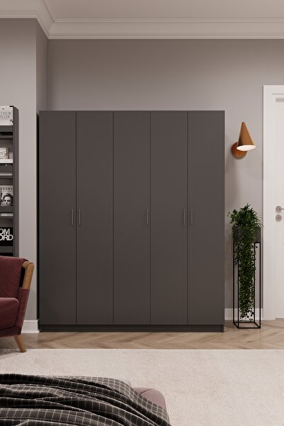 asratrend Asra Trend MDF 5 Kapaklı Gardırop - 150×180×47cm, 5 Raflı Düzenleyi...