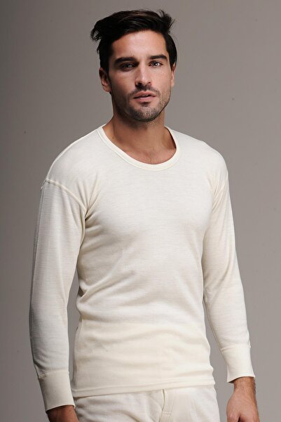 Hasyün 00913 قميص داخلي رجالي من الصوف بأكمام طويلة