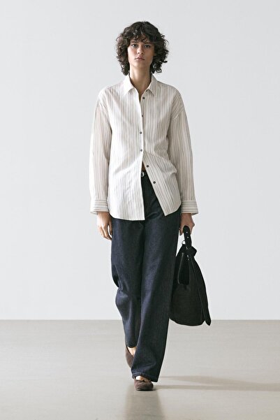 Massimo Dutti Çizgili dökümlü gömlek