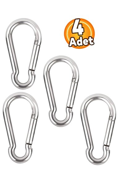 Depolife Çelik Yaylı Çelik Kanca 4 Adet Kara Bina Paslanmaz Karabina Seti Yay...
