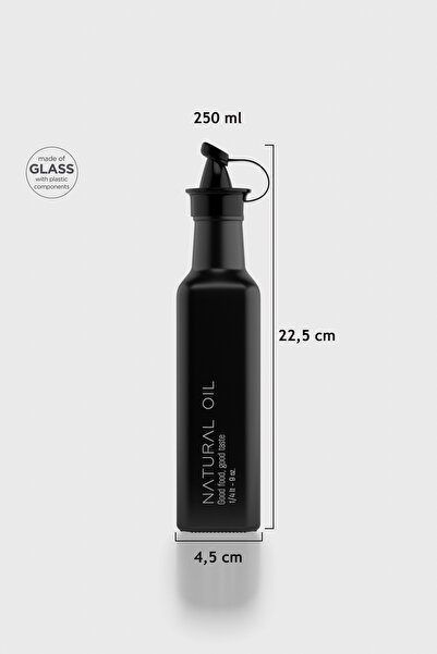 Renga Urla Yazı Desenli 250 ml Cam Yağlık 152072 Mat Siyah