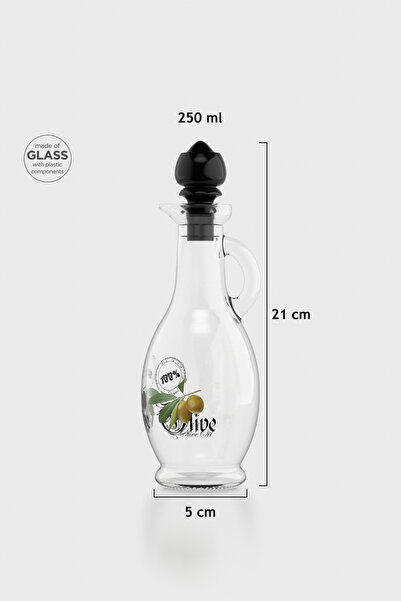 Renga Kibele Patterned 250 ml Glass Oil Bottle with Black Lid 152043