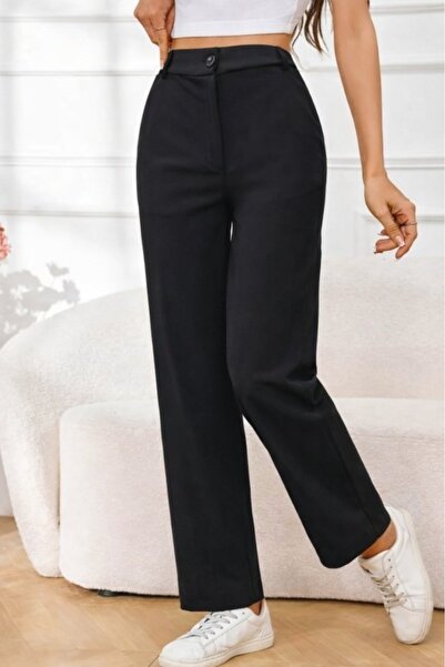 Kanonik Education Pantaloni din crepon importat cu talie înaltă pentru femei