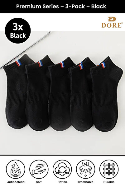 Dore 3 أزواج أصلية للجنسين من الجوارب الرياضية القصيرة المصنوعة من القطن المم...