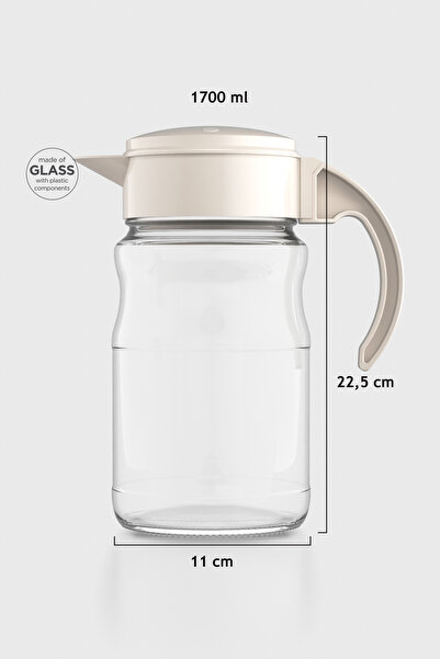 Renga Spiro 1700 ml Bej Kapaklı Cam Sürahi 111031