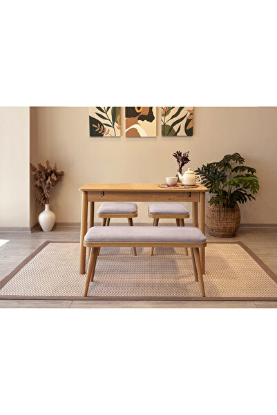 Rabi MİORA MİNİ AÇILIR MUTFAK MASA TAKIMI KARİNA MEŞE SOHO GRİ (1 Masa+2 Tabu...