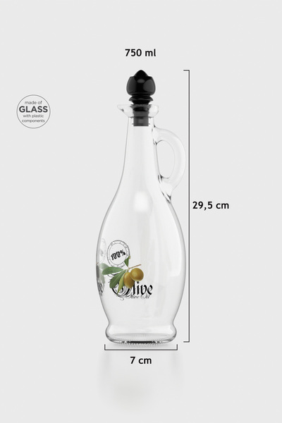 Renga وعاء زيت زجاجي منقوش من كيبيل سعة 750 مل بغطاء أسود 152044