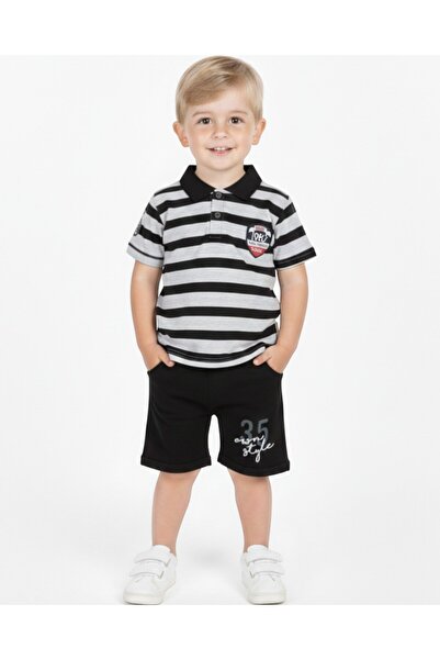 VOY KİDS Хлопчачий щоденний смугастий поло з коміром, стильний комплект з фут...