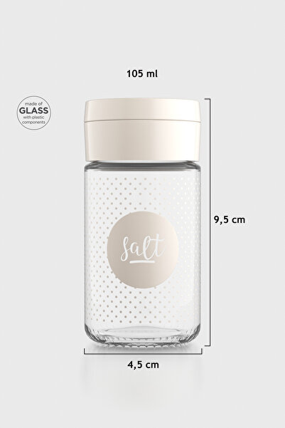 Renga Dorian Salt Desenli 105 ml Bej Kapaklı Cam Tuzluk 122007