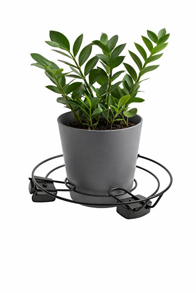 OEM Suport rotativ pentru ghivece flori, cu roți, metalic, Negru