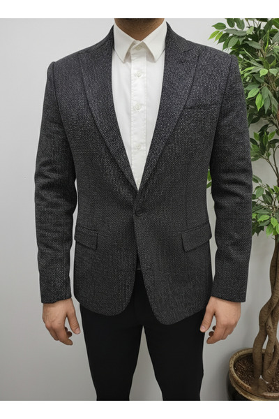 YXC Trend Maker سترة رجالية كلاسيكية بقصة ضيقة من قماش Karyağdı باللون الأسود...