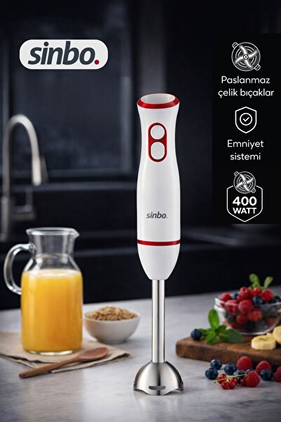 Sinbo خلاط يدوي بشفرات من الفولاذ المقاوم للصدأ SHB-7514، بقوة 400 واط ومحرك ...