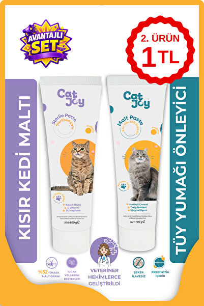 CATJOY Süper 2 Li Paket Anti-hairball Malt Macun 100gr Ve Sterile Malt Macun ...