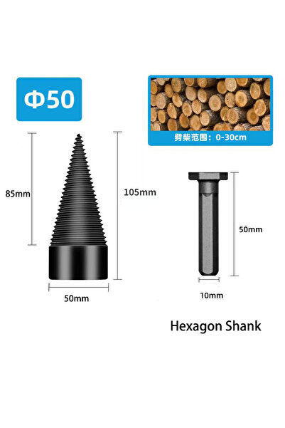 Choice 50mm Hexagon Shank 32/38/42/45/50mm Wood Drill Bit Twist Firewood Spli...