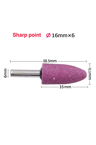 Choice رأس طحن مخروطي من الكوراندوم الأحمر، بقطر 16 مم وساق 6 مم، لتلميع المع...