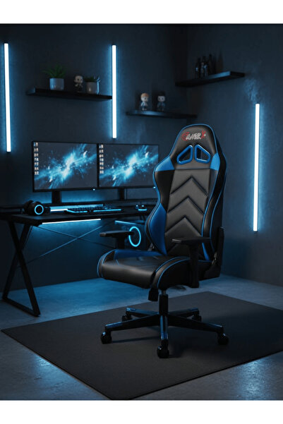GAMERX X Serisi Deri Oyuncu Koltuğu Mavi/siyah
