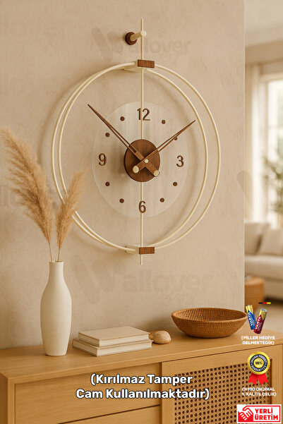 Wallover Design XL Boy Rosa Bej/Ceviz Premium – Çift Çemberli Kırılmaz Camlı ...