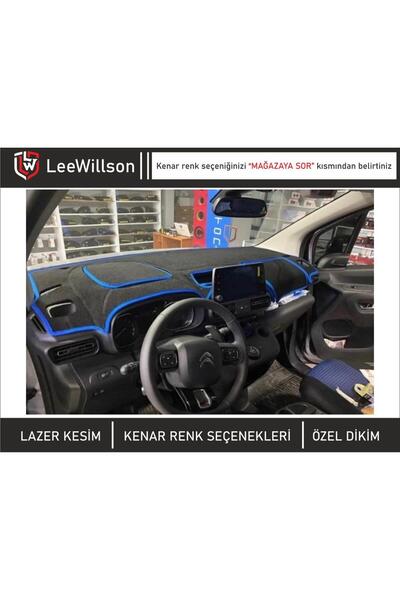 2021+ Modellerine Uygun Citroen Berlingo Torpido Koruma Halısı Kenar Renk Mavi