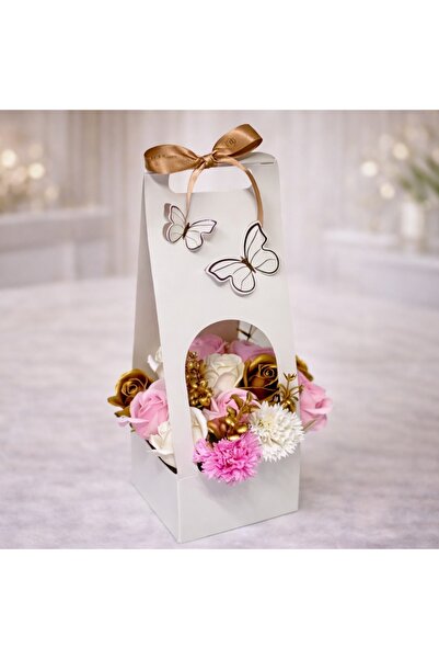 velve Aranjament floral Butterfly, cu trandafiri si garoafe din sapun, plante...