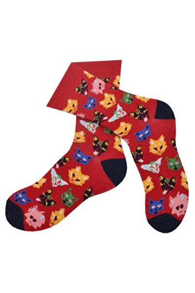Flora Ανδρικές κινητές κάλτσες με σχέδιο γάτας και σκύλου, κόκκινες - 41/44