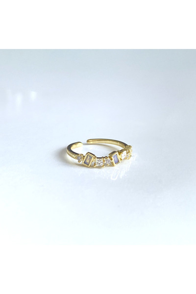 GOX خاتم بسيط مع حجر باجيت صغير وحجر دائري