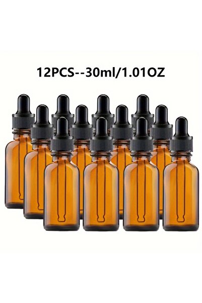 Choice زجاجة زجاجية سعة 30 مل، 12 قطعة / 6 قطع، زجاجة كهرمانية سعة 30 مل مع ق...