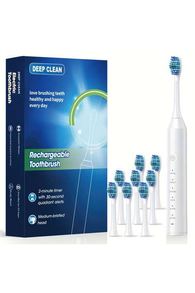 Choice فرشاة أسنان كهربائية سونيك بيضاء جديدة 2025، مزودة بمؤقت، 6 أوضاع، قاب...