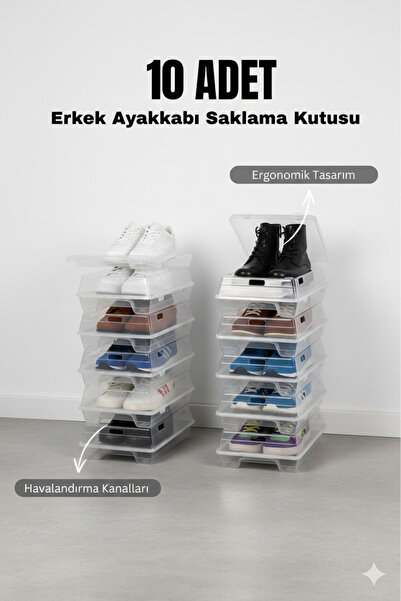 tozlupazar 10 Adet Şeffaf Kadın Ayakkabı Kutusu Düzenleyici Organizer Saklama...