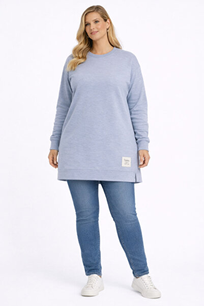 Günpa Collection Günpa 187-12-25 Women's Plus Size Crew Neck Long Sleeve Tuni...