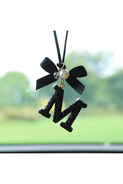 Choice قلادة سيارة أنيقة على شكل حرف M مزينة بفيونكة، لتزيين مرآة الرؤية الخل...