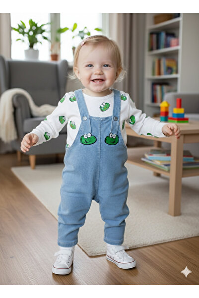 EYMİRGİYİM Long Sleeve Crocodile 2-Piece Salopet Transitional Unisex Baby Kid...